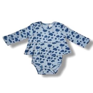 Kate Quinn Bodysuit Baby Girls 18-24M Steel Blue Cloud Scatter Long Sleeve New